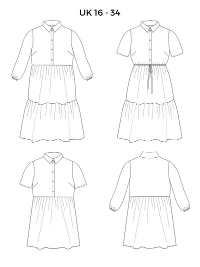 Lyra Shirt Dress Sewing Pattern by Tilly and the Buttons measurements