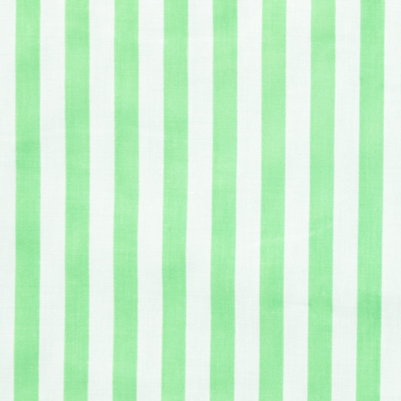 Swatch of medium, classic bold stripe polycotton fabric in white and neon green