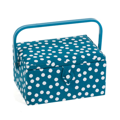 teal blue polka dot sewing  box
