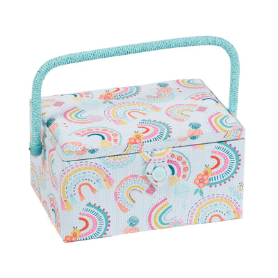 Rainbow sewing box in blue
