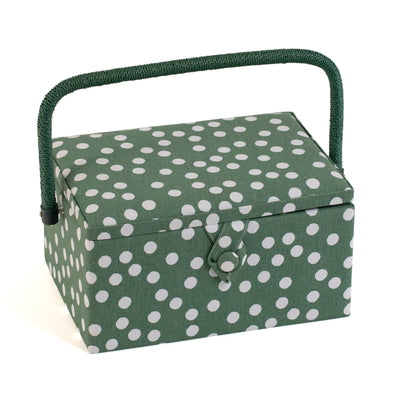 Khaki green polka dot sewing box