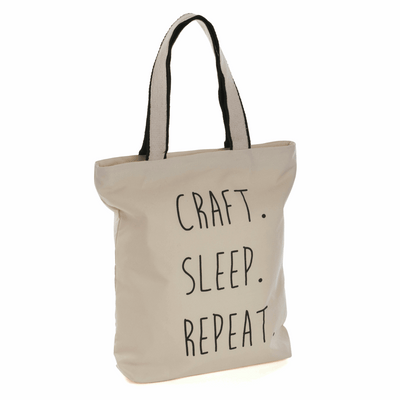 Craft Shoulder Bag with "Craft. Sleep. Repeat." Print