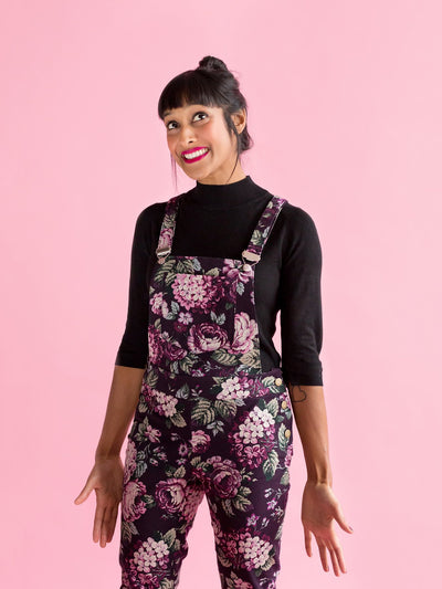 Mila Dungarees Sewing Pattern by Tilly and the Buttons on model