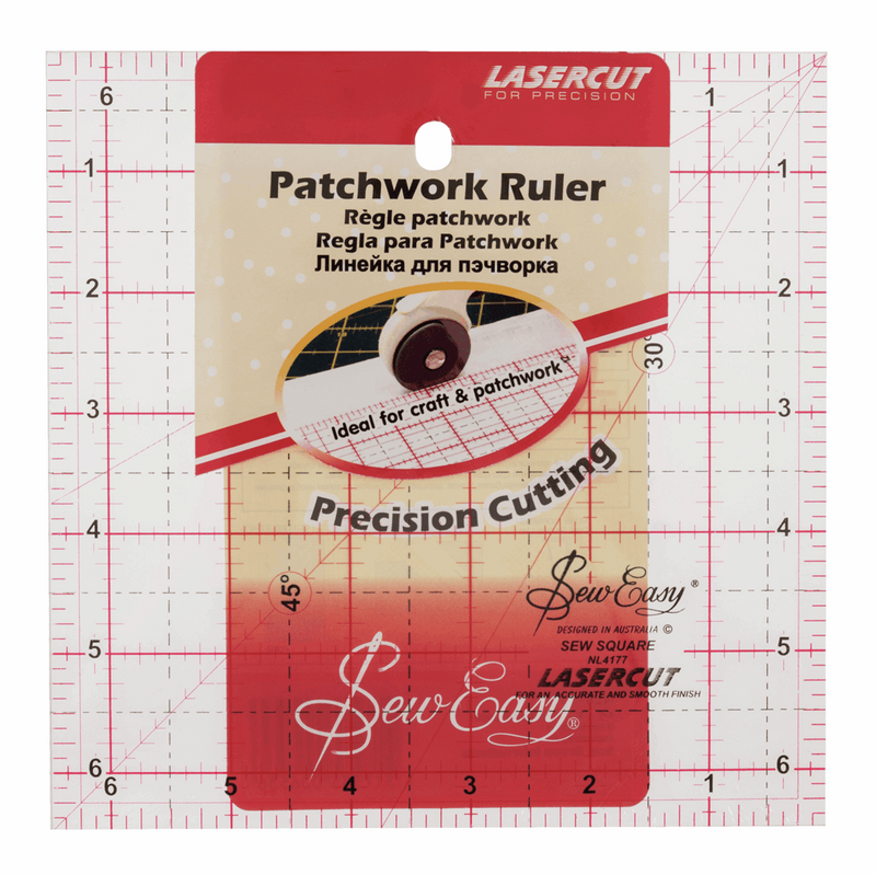 Sew Easy Square Quilting Template Ruler in 6.5 x 6.5in