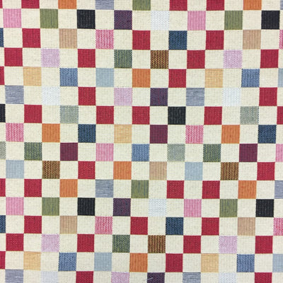 Swatch of Big check chess new world tapestry fabric by Chatham Glyn