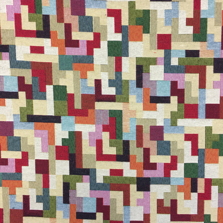 upholstery fabric, new world tapestry fabric tetris pattern 