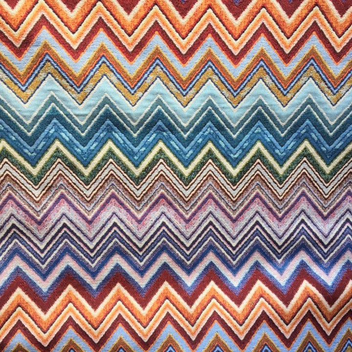 Swatch of Rebel chevron new world tapestry fabric by Chatham Glyn