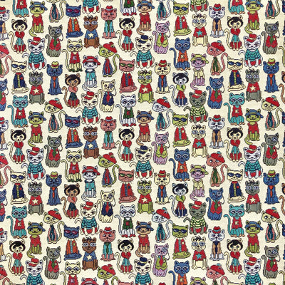 New World tapestry fabric cats
