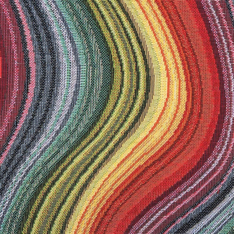 Swatch of new world tapestry rainbow print fabric