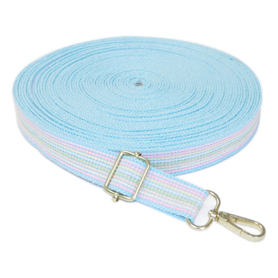 Blue pastel rainbow stripe webbing 25mm with bag hardware