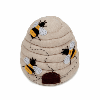 Sewing Pincushion in Beehive shape and print with cute bees