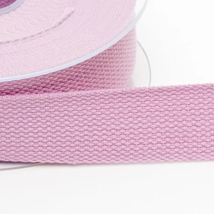 Cotton weave bag webbing 25mm in pale pink 18
