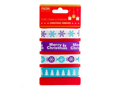Christmas 16mm ribbons multipack with purple and turquoise, contemporary Xmas