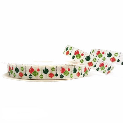 Bauble 16mm x 25m roll of Bertie's Bows Grosgrain Christmas ribbon