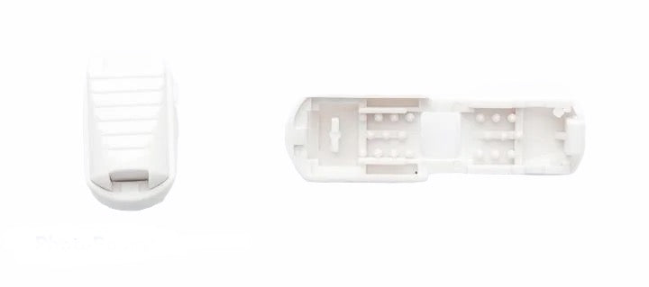 White 2 per pack 20mm x 10mm when closed, plastic snap together cord ends