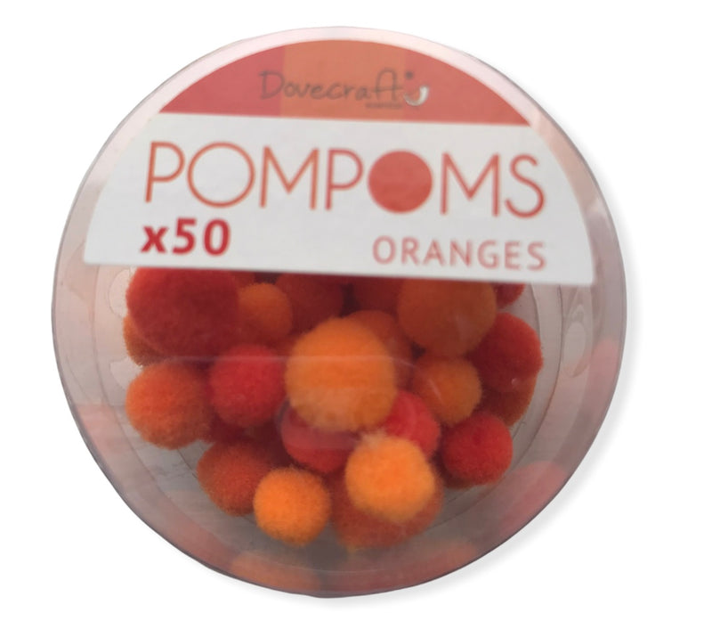 Dovecraft Pom Poms 50 Per Tub - orange