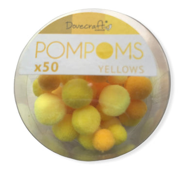 Dovecraft Pom Poms 50 Per Tub - Yellow