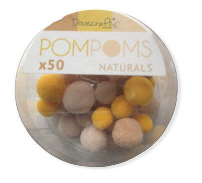 Dovecraft Pom Poms 50 Per Tub - Natural