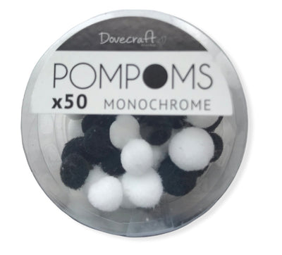 Dovecraft Pom Poms 50 Per Tub - monochrome