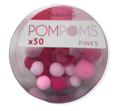 Dovecraft Pom Poms 50 Per Tub - Pink