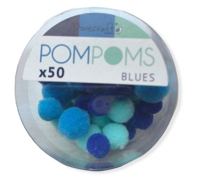 Dovecraft Pom Poms 50 Per Tub - Blue