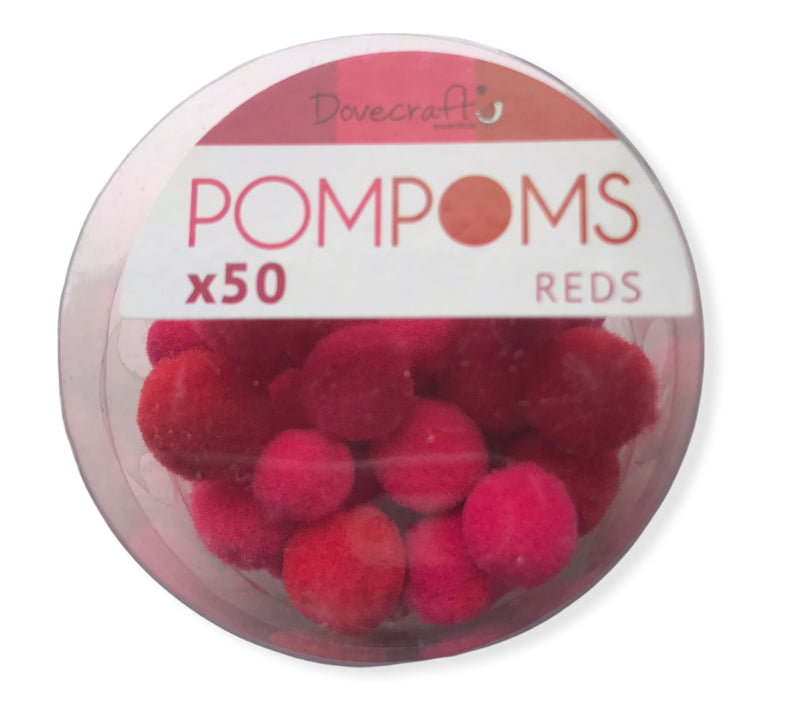 Dovecraft Pom Poms 50 Per Tub - Red
