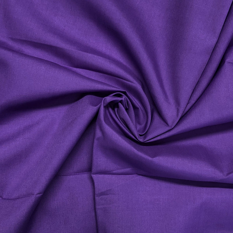 Plain polycotton fabric swatch in Cadbury purple 12