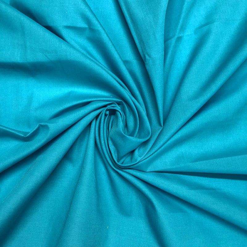 Plain polycotton fabric swatch in turquoise 18