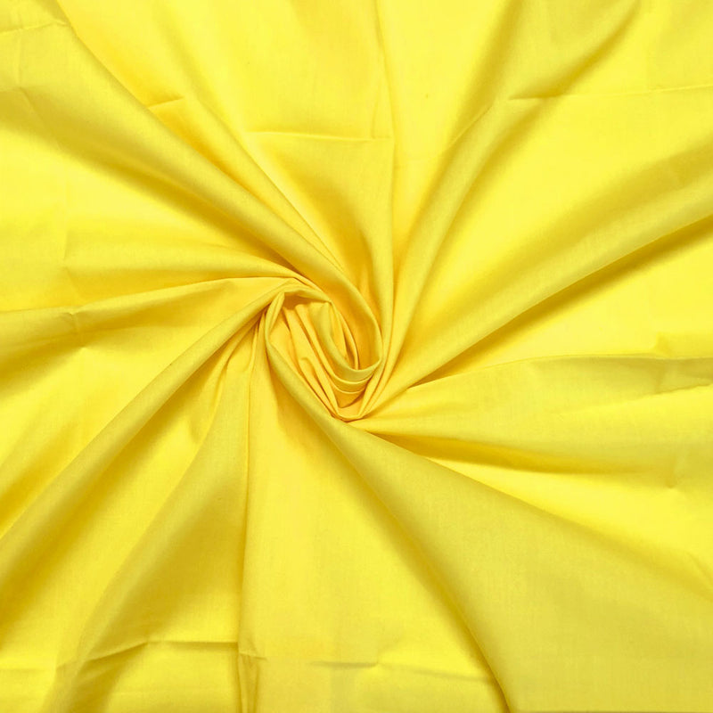 Plain polycotton fabric swatch in sunshine yellow 25