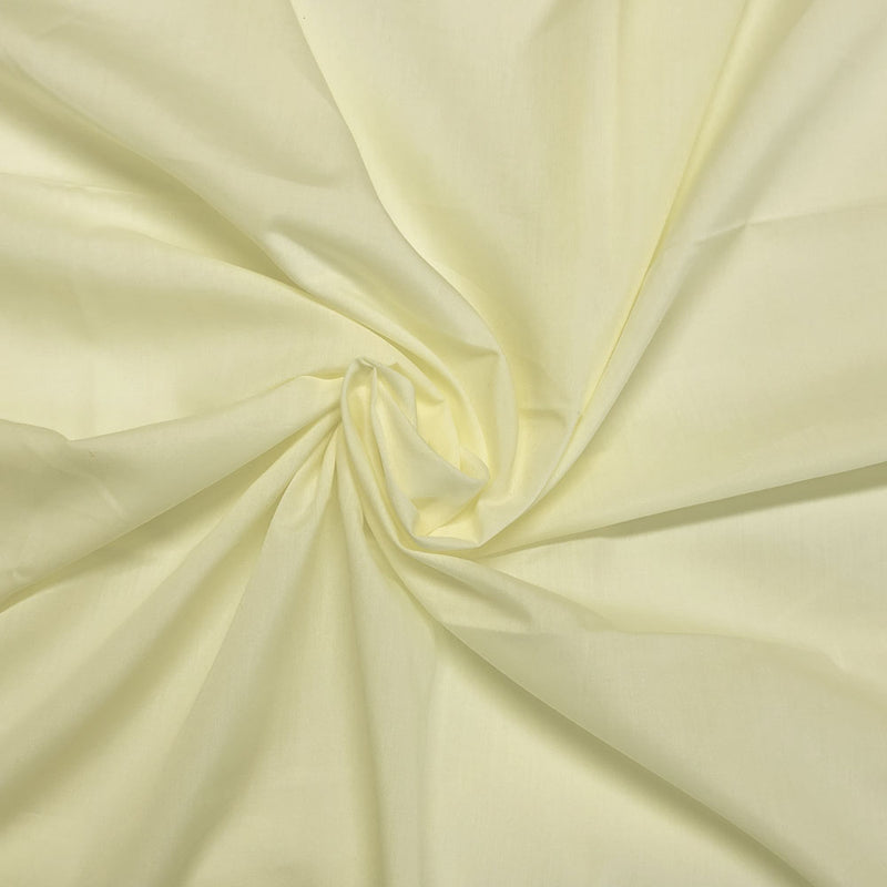 Plain polycotton fabric swatch in pale lemon 26