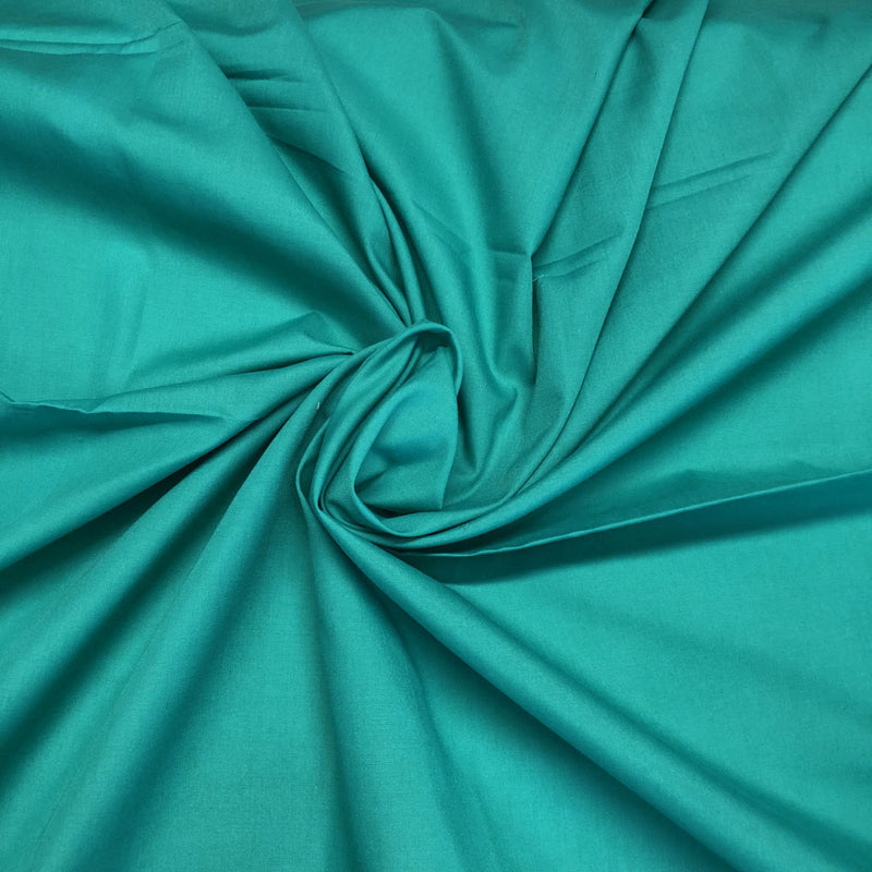 Plain polycotton fabric swatch in teal 58
