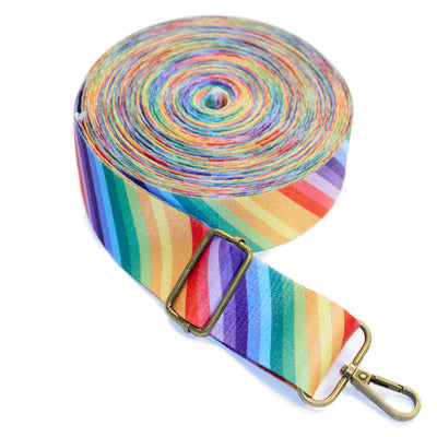 Rainbow stripe polyester webbing 38mm