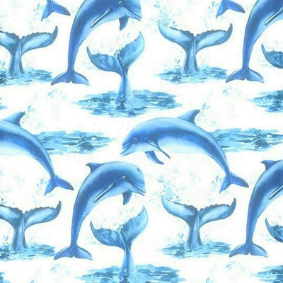 Leaping Dolphins - 100% Cotton Fabric by Rose & Hubble - 150cm Wide