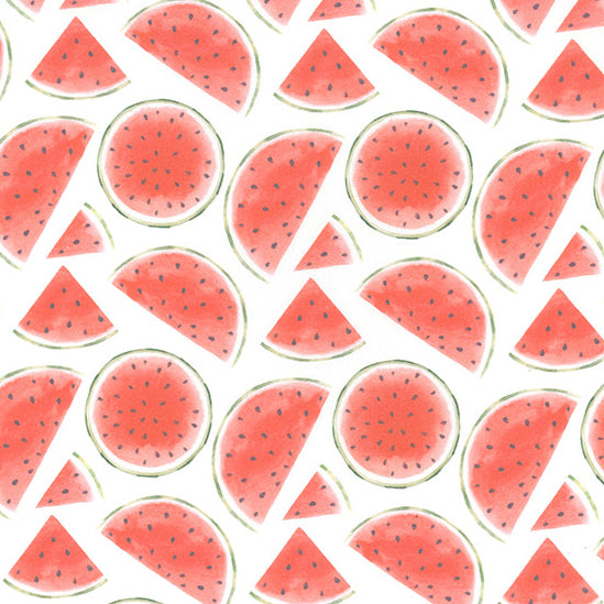 Swatch of Watermelon 100% cotton fabric by Rose & Hubble