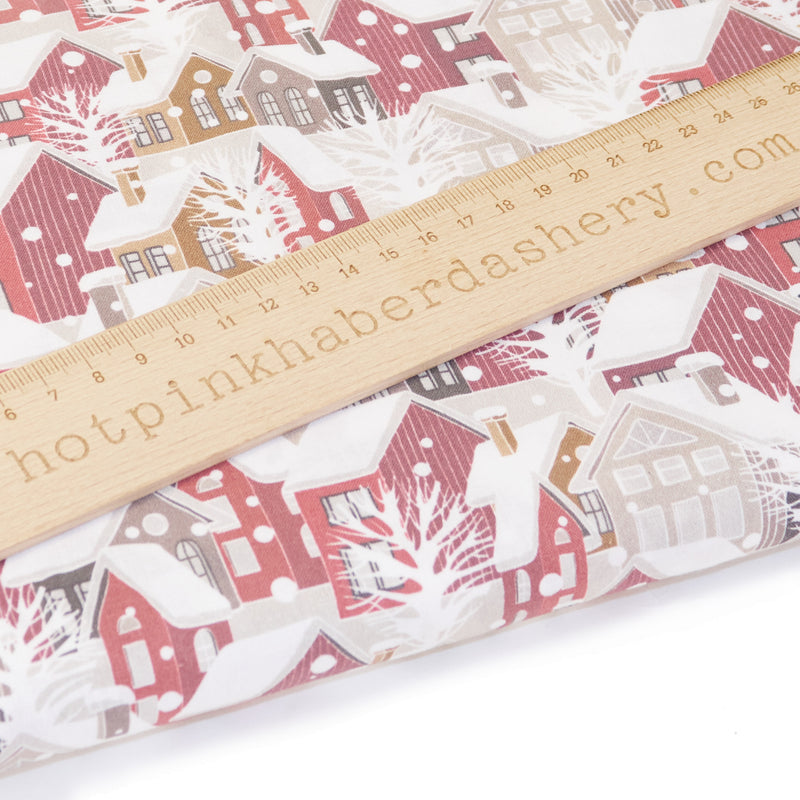Snowy Christmas Town 100% cotton fabric by Rose & Hubble