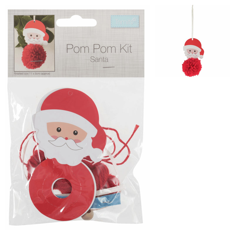 Santa pom pom making kit, Trimits pom pom Christmas decorations, pom pom decorations, paper pom pom decorations