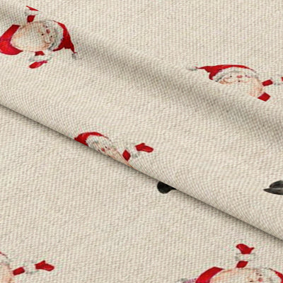 Flying santas Christmas cotton linen look fabric by Chatham Glyn