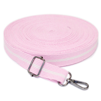 Pastel stripe bag webbing in pink with ecru stripe 25mm