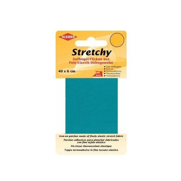 Stretchy clothing iron on repair patch in emerald