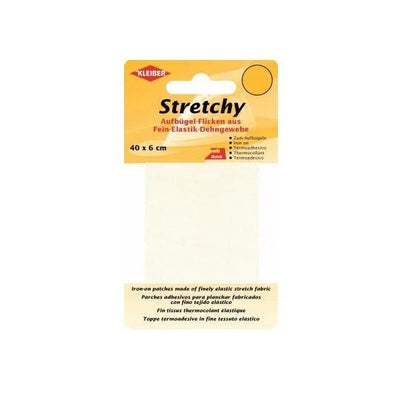 Stretchy clothing iron on repair patch in cream