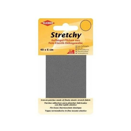Stretchy clothing iron on repair patch in grey