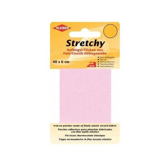 Stretchy clothing iron on repair patch in pink