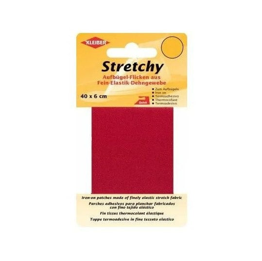 Stretchy clothing iron on repair patch in red