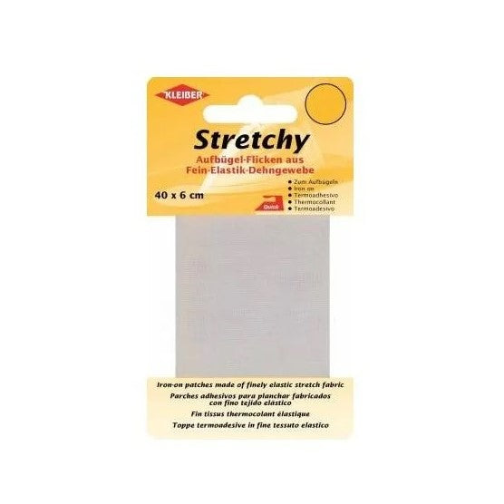 Stretchy clothing iron on repair patch in white