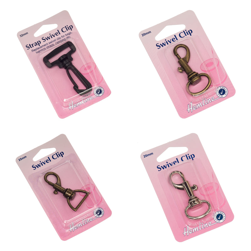 Swivel Clips in Nickel, Brass and Plastic for bags and dog leads