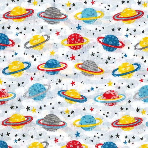 Planets and stars polycotton fabric