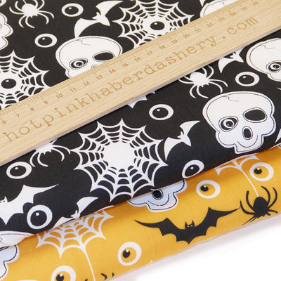 Halloween fabric with skulls bats and spiders collection photo