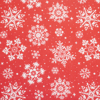 Christmas polycotton print fabric snowflakes
