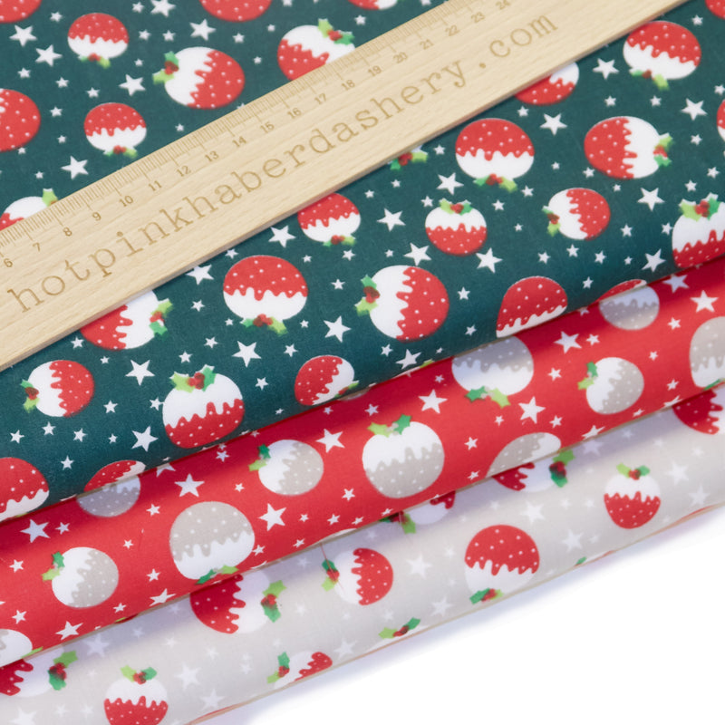 Christmas Puddings Polycotton fabric print
