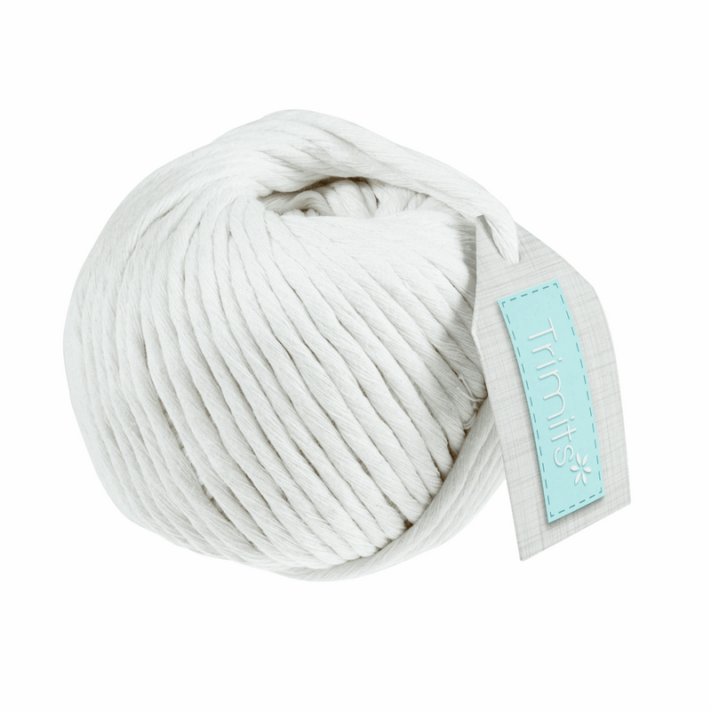 White 4mm Macramé Cord Yarn Balls 100% cotton - 50m Rolls